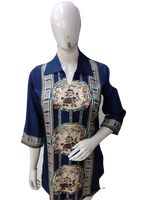 Blue digital silk short top