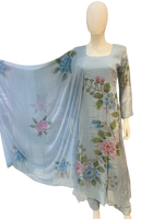 Best seller added in new colour! Premium pure chinon brush painted suit set