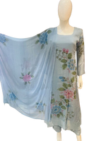 Best seller added in new colour! Premium pure chinon brush painted suit set