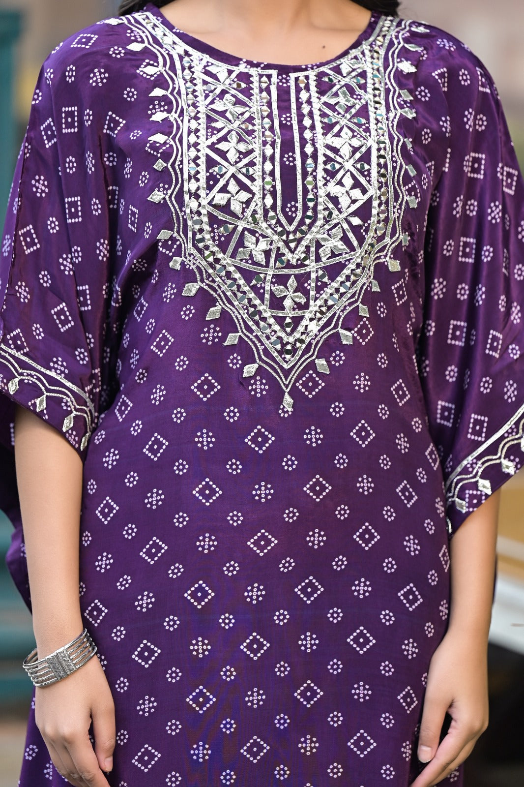 Pure crepe gotta detailing kaftan