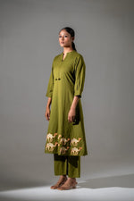 Cotton appliqué work kurta pant
