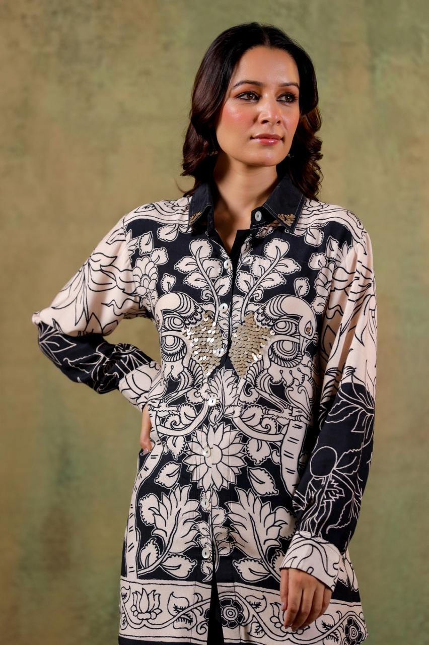 Pure crepe embellished shirt