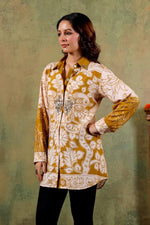 Pure crepe embellished shirt in yellow