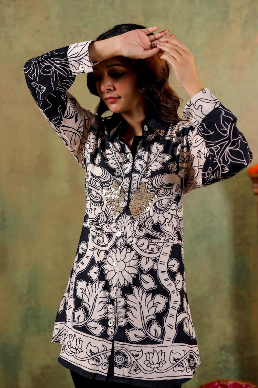 Pure crepe embellished shirt