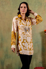 Pure crepe embellished shirt in yellow