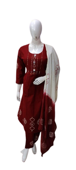 Must have ! Super pretty cotton suit set with mirror work in red