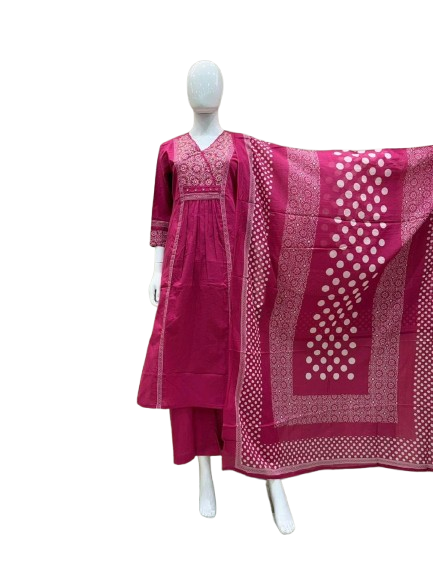 Beautiful V neck hand work full suit set