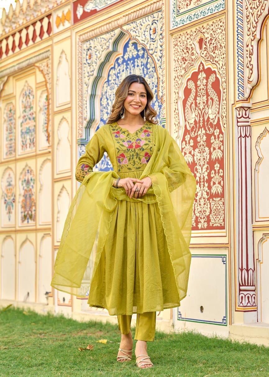 Pure Mul cotton embroidered full suit