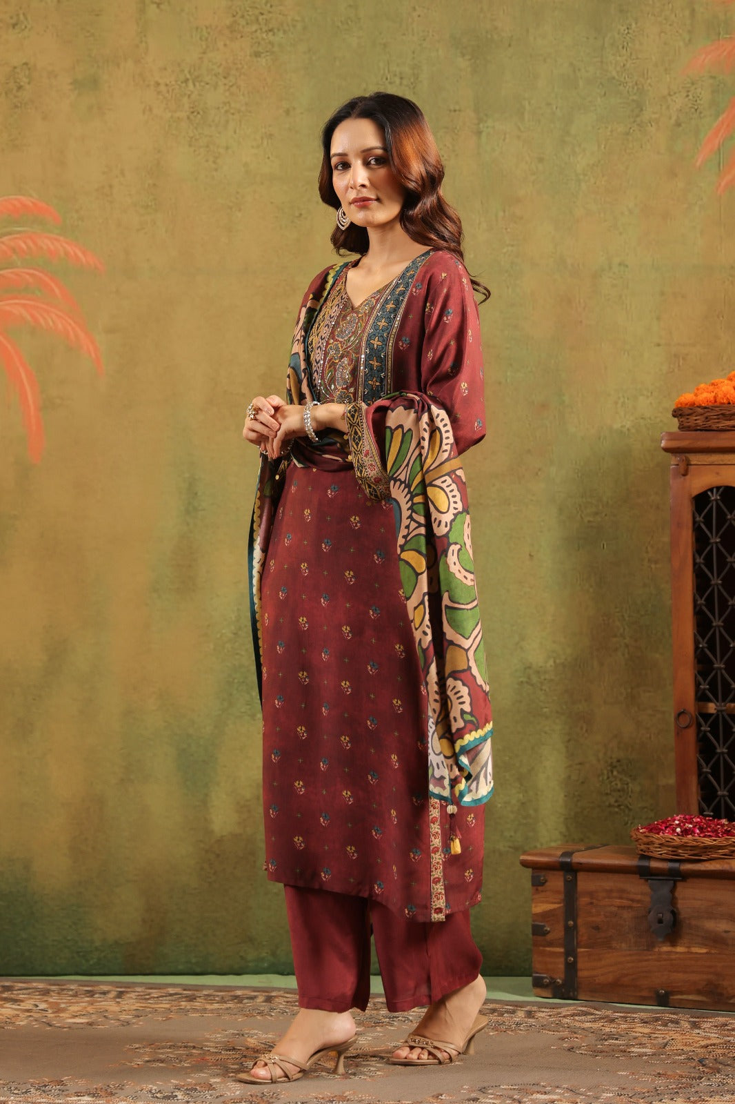 Super gorgeous Mul silk Kalamkari suit set
