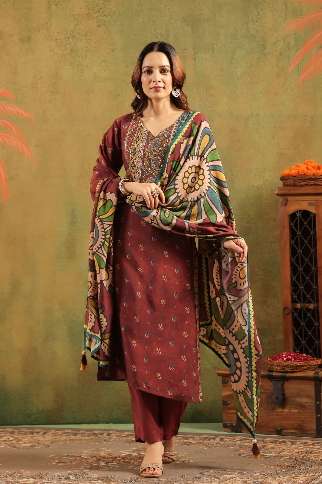 Super gorgeous Mul silk Kalamkari suit set