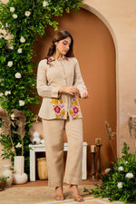 Jute cotton appliqué work co ord set