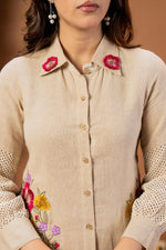 Jute cotton appliqué work co ord set