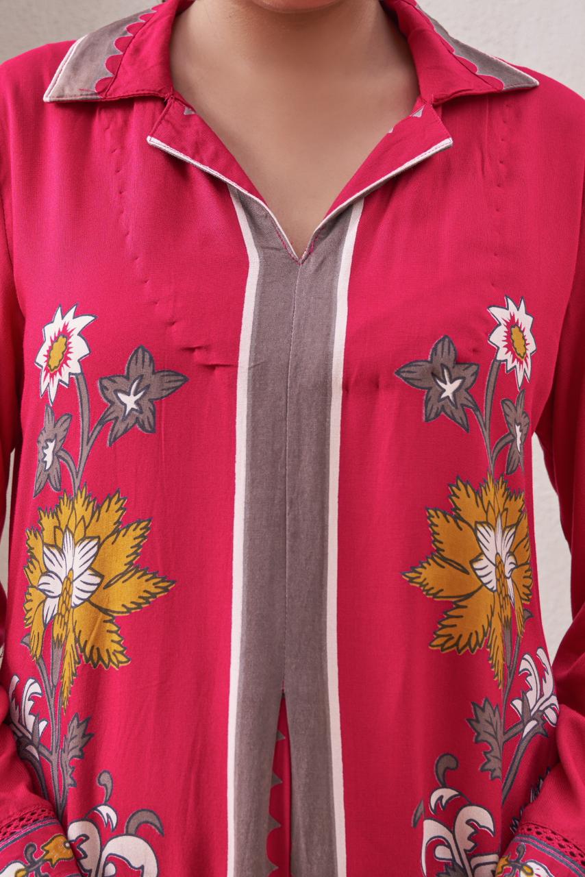 Smart heavy rayon kurta pant in pink