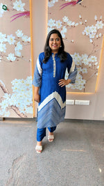 Pure crepe designer co ord set in blue