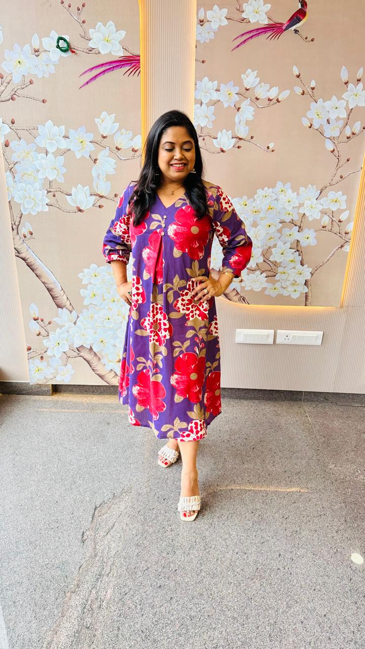 Purple one piece floral dress