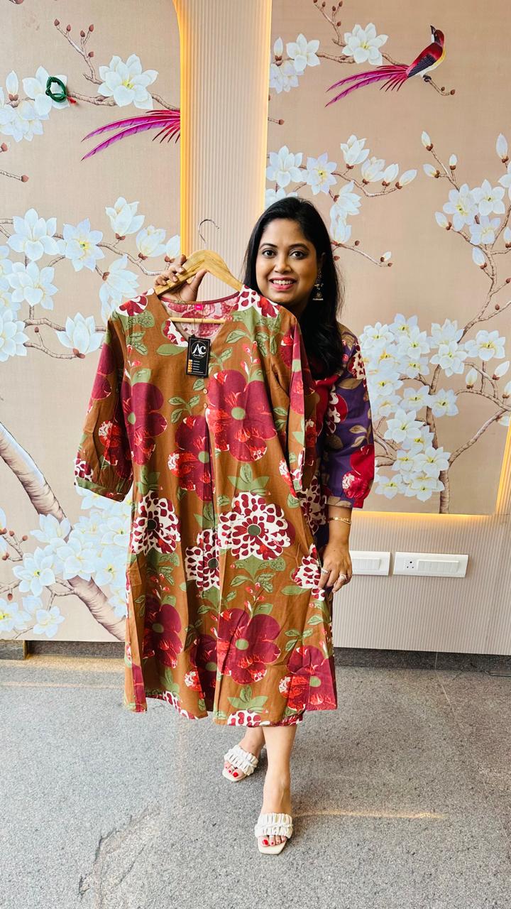 Brown one piece floral dress