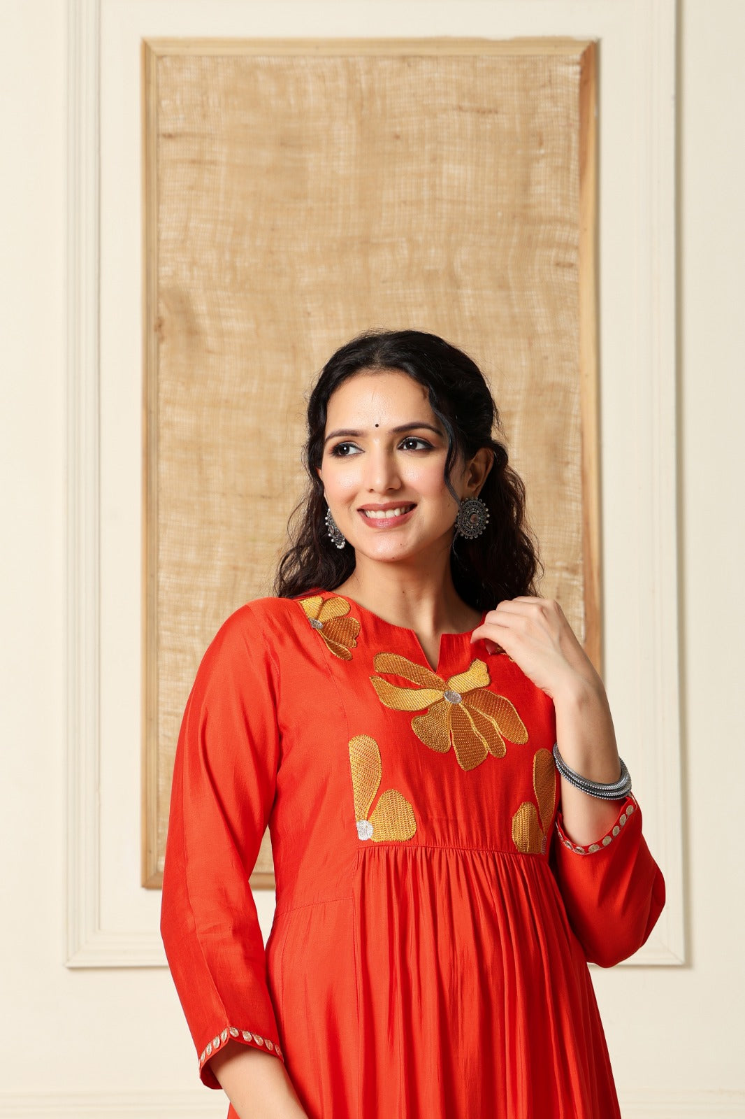 Modale embroidered designer back kurta pant