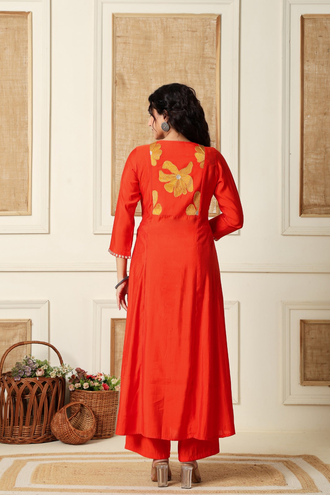 Modale embroidered designer back kurta pant