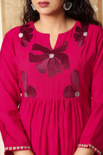 Modale embroidered designer back kurta pant in pink