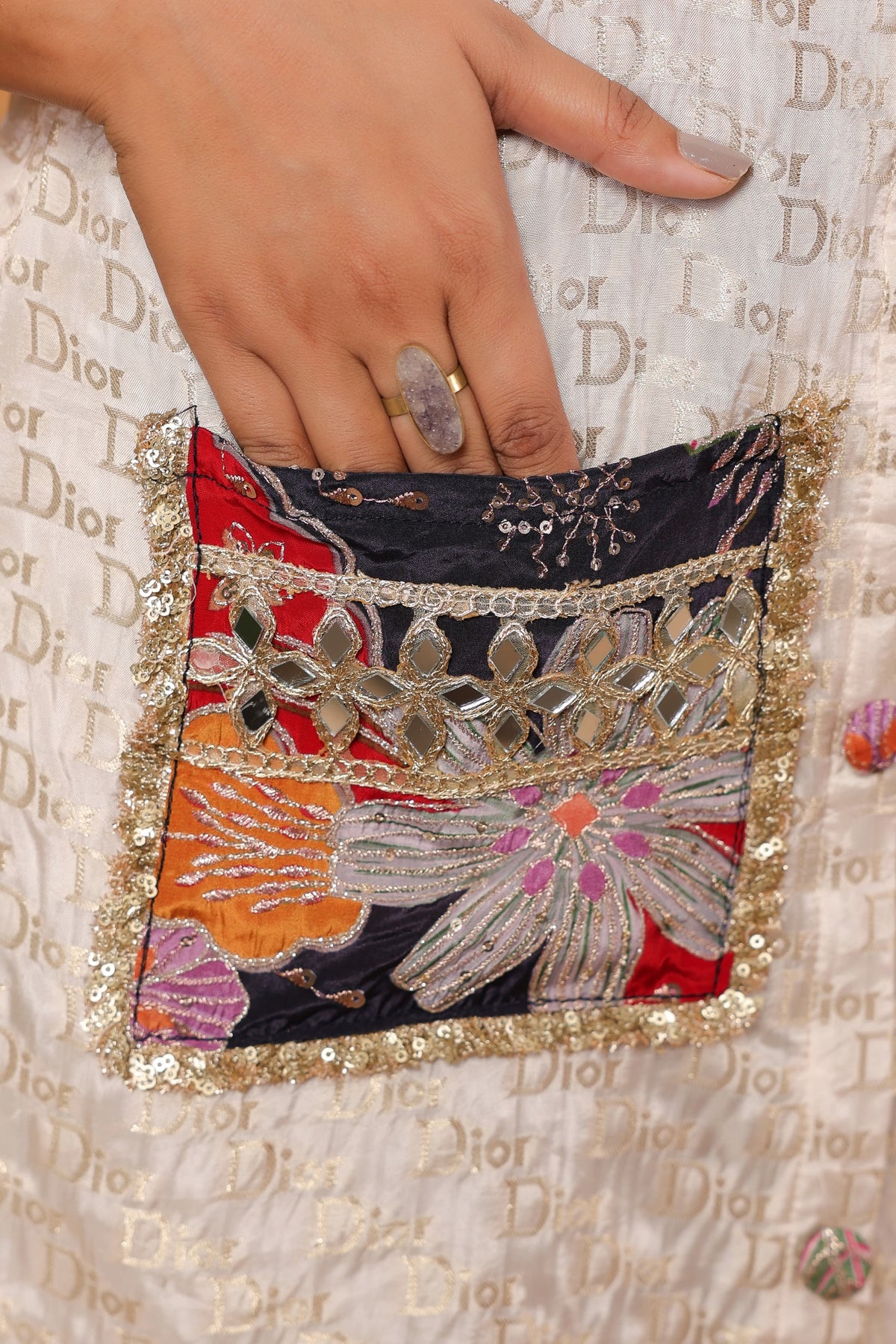 Designer tissue embellished co ord set