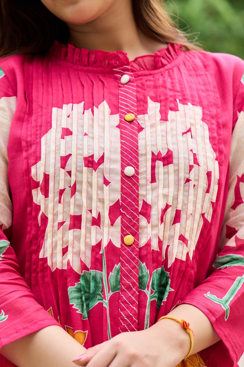 Pure Mul cotton digital printed suit set in pink