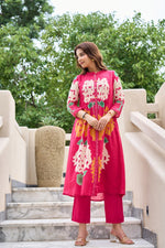 Pure Mul cotton digital printed suit set in pink