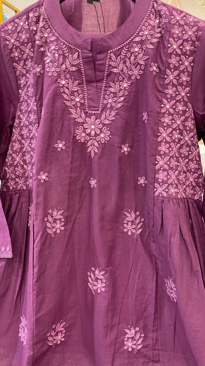 Pretty cotton chikankari kurta pant