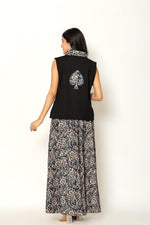 Kalamkari divider cotton co ord set in black
