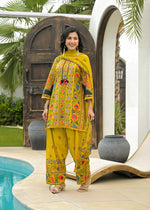 Pretty farshi salwar yellow Kalamkari in premium cotton