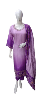 Premium Russian silk hand work suit set