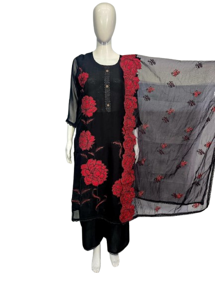 Restocked !! Appliqué work organza suit set !! Dispatch in 10 Days