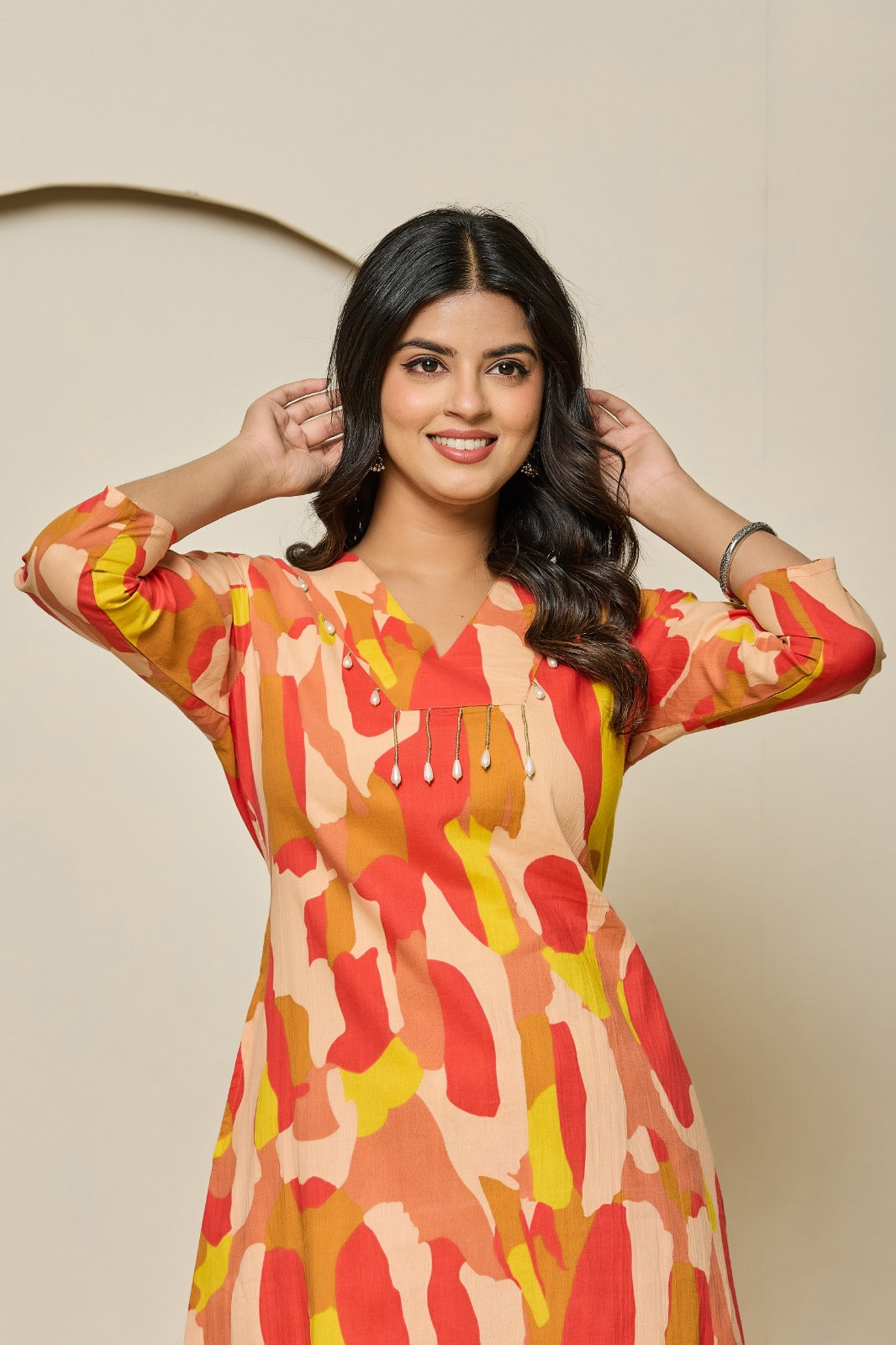 Pure cotton digital printed embellished kurta pant