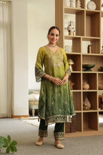 Pure muslin with Mul cotton lining in green