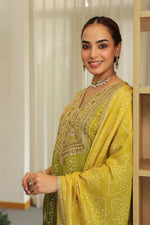 Pure muslin with Mul cotton lining in green