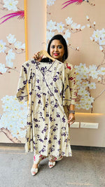 Very smart Angrakha pattern cotton kurta pang in purple