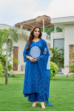 Super smart Mul silk designer suit set in blue