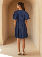 Denim cotton embroidered one piece