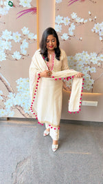 Super smart shimmer tissue suit with Pom Pom lace detailing in pink (advisable to go for a size up )