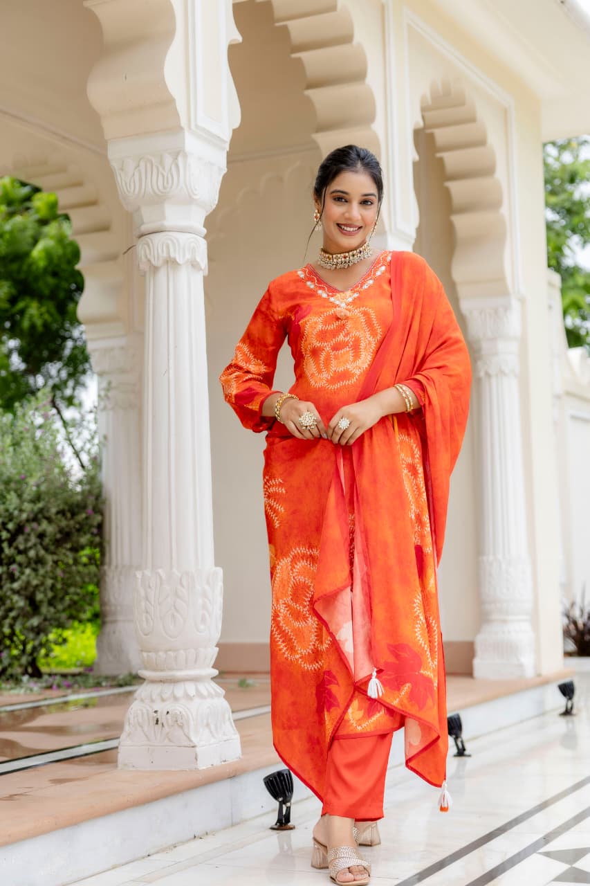 Pure crepe full suit set