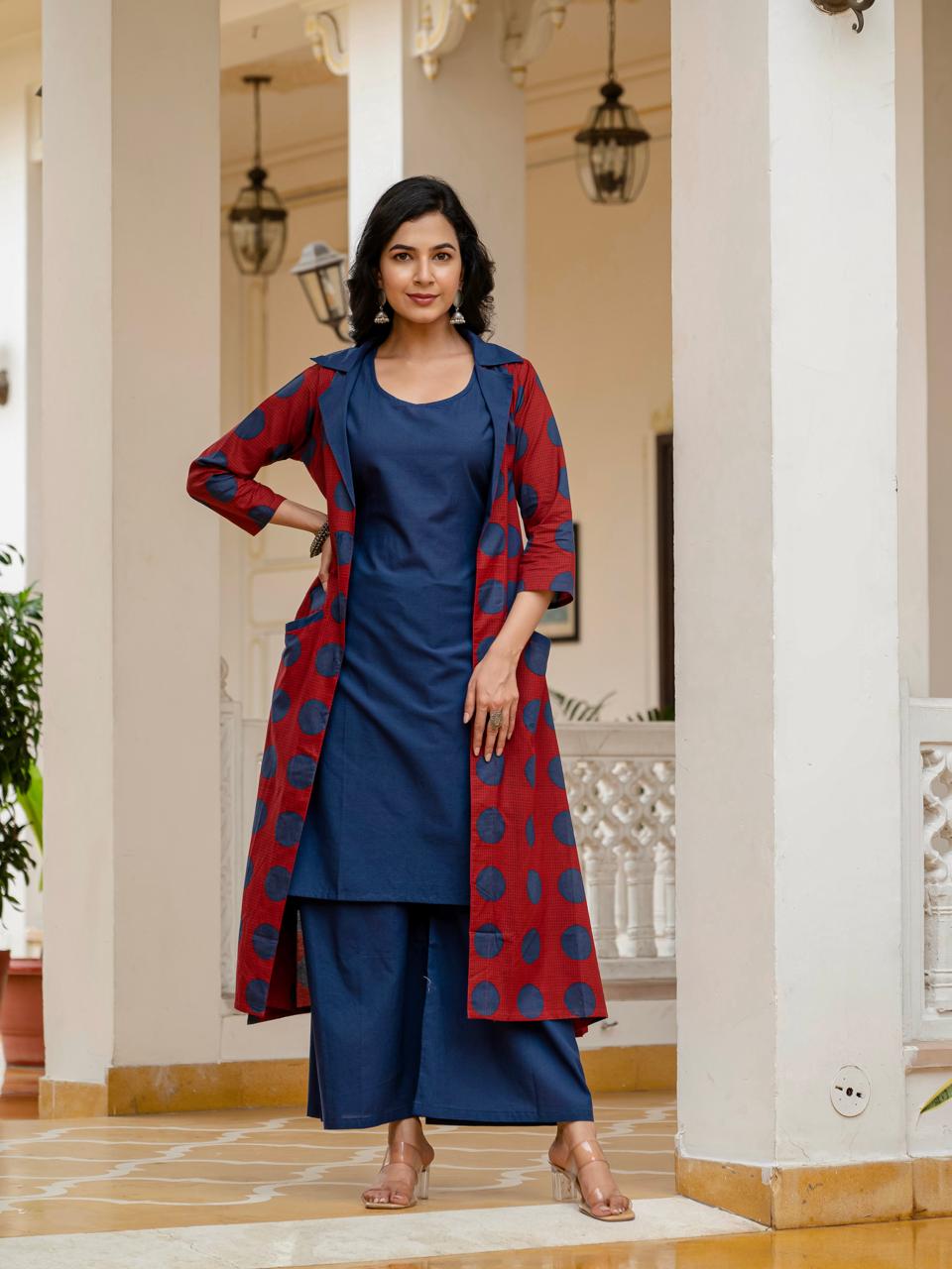 Smart polka jacket co ord set