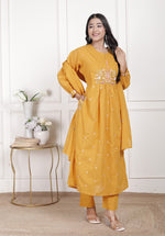 Designer pocket fully embroidered cotton suit set
