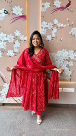 Restocked !! Bandhani Angrakha cotton suit set !!