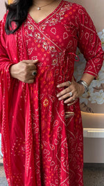 Restocked !! Bandhani Angrakha cotton suit set !!