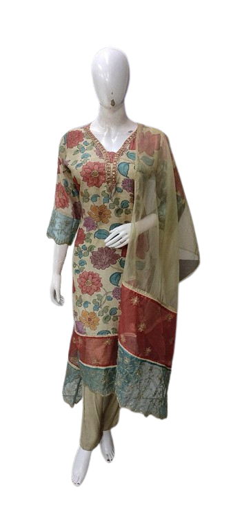 Gorgeous Kalamkari Mul silk full suit set