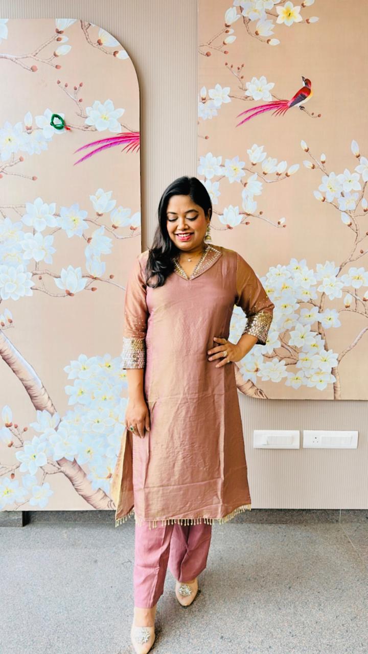 Pretty party wear shimmer tissue co ord set