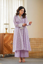 Smart premium cotton stylish co ord set in purple
