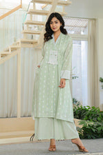 Smart premium cotton stylish co ord set in green