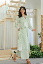 Smart premium cotton stylish co ord set in green