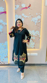 Jacket pattern fully embroidered cotton kurta pant