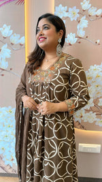 Pure cotton lace detailing suit set brown